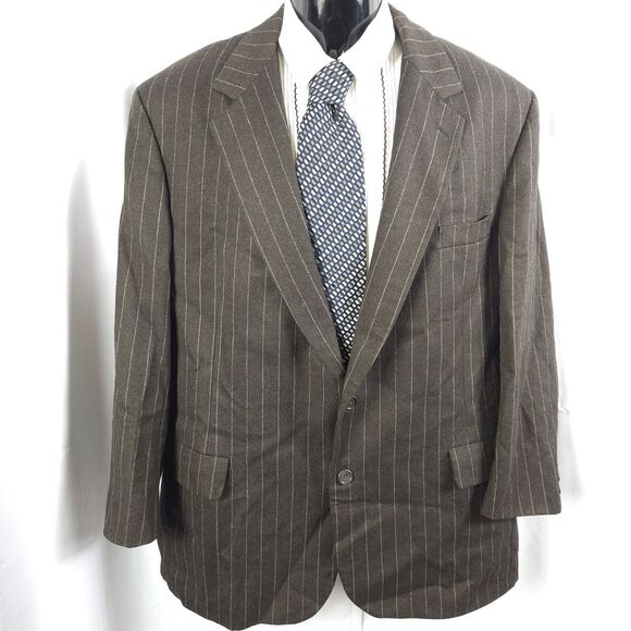 Brooks Brothers Mens 46R Gray Pinstripe Wool 2-Button Sports Coat Blazer - Picture 1 of 9